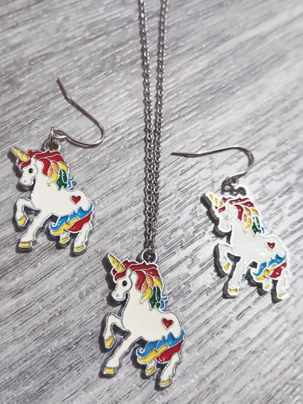 Cute Unicorn Necklace And Earrings Set